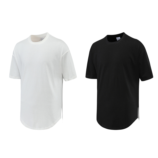 2023 Heavyweight Drop Shoulder Lower Hem T-shirts 100% Heavy Cotton 250gsm Custom Screen Printing Logo Oversized Men T Shirt